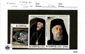 Cyprus, Postage Stamp, #483-485 Mint NH, 1977 Archbishop (AB)