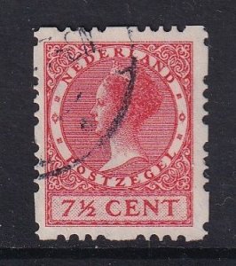 Netherlands #175a  used  1928  Wilhelmina  syncopated 4 sides 7 1/2c red