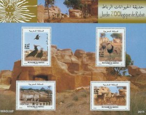 Morocco 2012 Rabat zoo Lions birds artiodactyls set of 4 stamps in block MNH