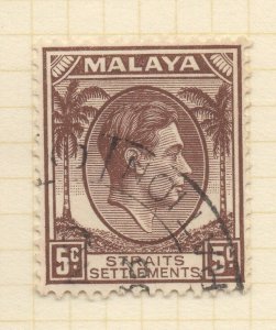 STRAITS SETTLEMENTS;   1937 early GVI Die I fine used issue 5c. value