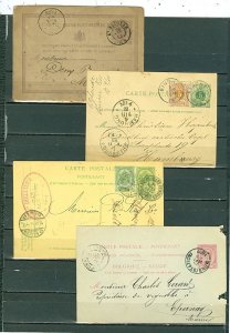 BELGIUM 1876/82/91/1904 LOT of (4) STATIONERY POSTAL CARDS