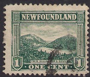 Newfoundland 1923 - 24 KGV 1ct Green Twin Hills Tor's Cove SG 149  ( M1022 )