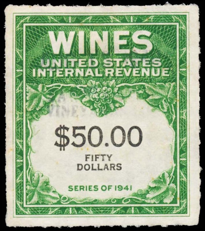 WINE STAMPS RE163 used  CV $77.50 (ID # 102982)
