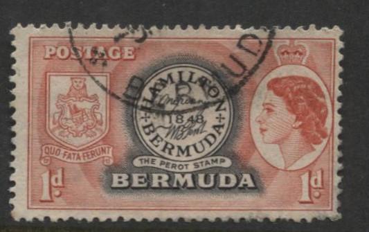 Bermuda - Scott 144 - QEII-Definative-1953 - VFU - Single 1d Stamp