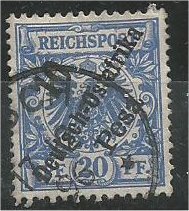 GERMAN EAST AFRICA, 1896, used 10pes on 20pf, Surcharge, Scott 9