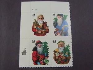 U.S.# 3537-3540(3540b)-MINT/NH--UL PLATE # BLOCK  OF 4------CHRISTMAS-----2001