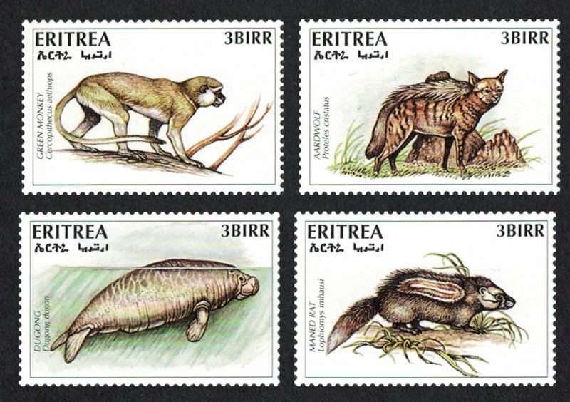 Eritrea Monkey Dugong Aardwolf Rat 4v Endangered Animals SG#323-326 CV£10+