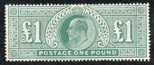 SG266 KEVII Pound DLR Lightly Mounted Mint example of this key stamp