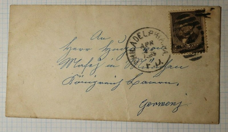 US Sc# 205 Used On Cover to Germany Munich 1885 Back Stamp Received Philadelphia