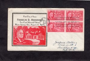 931 Roosevelt, blk/4 FDC unknown addressed
