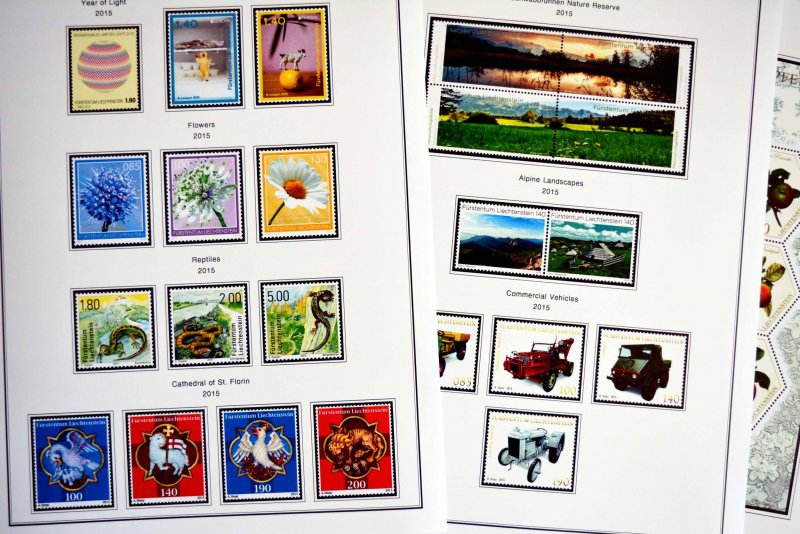 COLOR PRINTED LIECHTENSTEIN 2011-2020 STAMP ALBUM PAGES (66 illustrated pages)