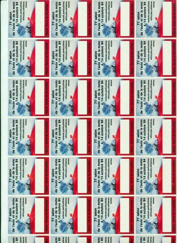 FRANCE Venice Paris Silmo Auto Poster Labels Sheets Cinderellas 1980s MNH(FY 755