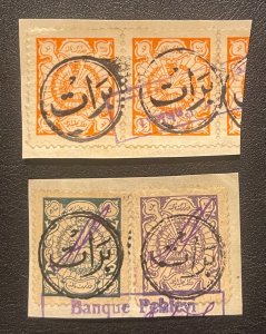 2 Pairs Barat Bank Stamps Cut from Documents, Used