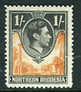 NORTH RHODESIA; 1938 early GVI issue fine Mint hinged 1s. value