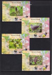 Sao Tome and Principe  2005 WWF/Birds 4 S/S Decorative Border Imperforated  MNH