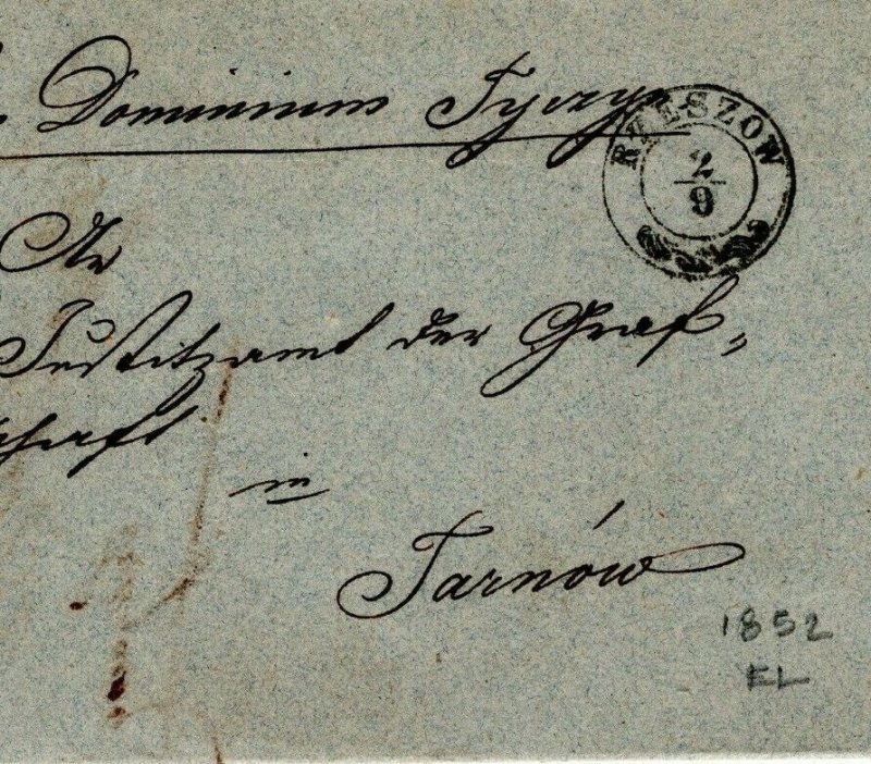 POLAND Pre-Stamp Cover Superb *Rzeszów* SCROLL CDS 1852 Tarnów {samwells}MA1207 