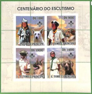 A3388 -SAO TOME & PRINCIPE ERROR MISSPERF 2007 Boy Scouts, Dogs, German Shepherd