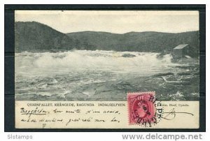 Denmark 1906 Postal card  small Vilage Bispagarden Waterfall to paris France