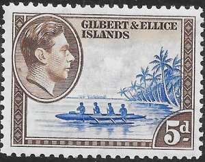 GILBERT & ELLICE IS. SG49a 1943 5d ULTRAMARINE & SEPIA MTD MINT