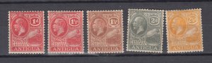 J44058 JL Stamps 1921-9 antigua mh #43,46-8,50 king