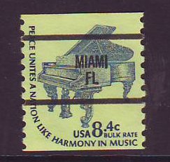 Miami FL, 1615C-87 Bureau Precancel, 8.4¢ coil Piano