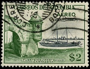 Colombia Scott C343 VF Used-1959 Pastelillo Fort, Cartagena w/Ovpt-Clean & Sound