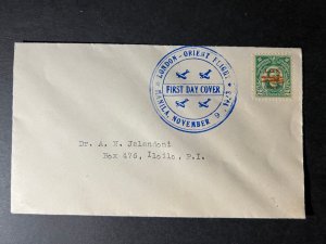 1923 Philippines First Day Cover FDC Manila to Iloilo PI London Orient Flight