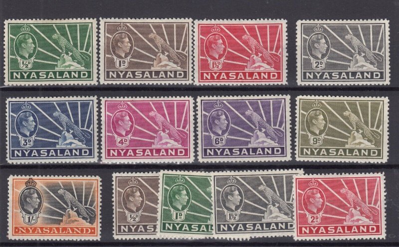 Nyasaland KGVI 1938/42 Leopards Sets (2) SG130/138/133a MH BP10656