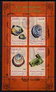 CONGO - 2011 - Minerals & Sea Shells #2 - Perf 4v Sheet - MNH - Private Issue