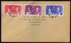 Basutoland 1937 KG6 Coronation set of 3 on cover with fir...