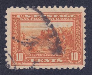 US 404 Used 1915 10¢ Orange Perf 10 Discovery of San Francisco Panama-Pacific 