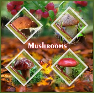 Stamps.  Mushrooms  2018 1+1 sheets perforated