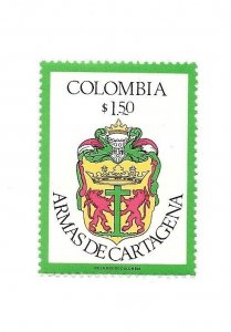 COLOMBIA 1976 COAT OF ARMS CARTAGENA DE INDIAS 1 VALUE MICHEL 1300 SCOTT 836 MNH