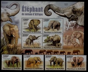 Burundi 847-51 MNH Animals/Elephants SCV30