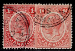 JAMAICA GV SG58 + 58a, 1d SHADE VARIETIES, FINE USED.