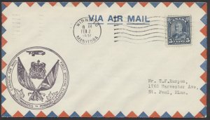 1931 Flight Cover Winnipeg MAN to St Paul MINN Cachet on Back AAMC #3105d