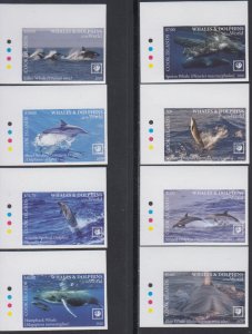 Cook Is. MNH Sc 1680-87 IMPERF Mi 962-69B Value 160 Euro  Whales