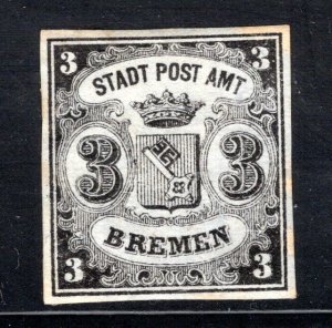 Bremen 1A, Unused, no gum,  VF, Expert Mark on back, CV $450.00   .....  0780016