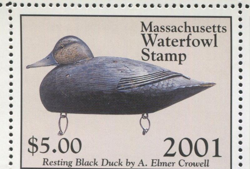 MASSACHUSETTS #28 2001 STATE DUCK RESTING BLACK DUCK DECOY by A. Elmer Crowell