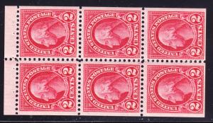 U.S. Booklet Pane of 6 1922 Nr. 554c  2cent carmine VF/NH(**)