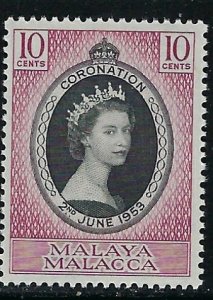 Malaya Malacca 27 MLH 1953 QEII Coronation (fe2823)