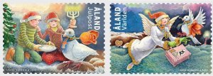 Aland Finland 2023 Christmas Peace Angels Pigeon Lighthouse set of 2 stamps MNH