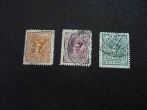 Stamps - India Indore - Scott# 15-17 - Used Part Set of 3 Stamps