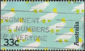 Australia #948 1985 33c  Sulphur-crested Cockatoos USED-VG-NH. 