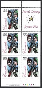 Canada #1536a 88¢ Outdoor Caroling (1994). Pane of 5. MNH