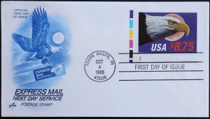 U.S. Used #2394 $8.75 Express Mail Eagle Plate #. ArtCraft First Day Cover (FDC)