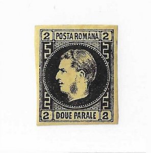 Romania Sc #29  2pa black on yellow  OG VF