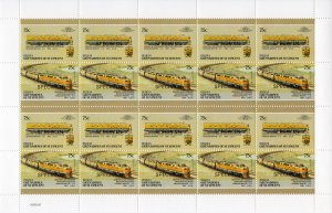 Bequia 1987 Locomotives #5 (8 Pairs) 8 Mini-Sheetlets SPECIMEN UNFOLDED MNH