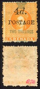 Grenada SG41 4d on 2/- Orange M/Mint Cat 50 pounds