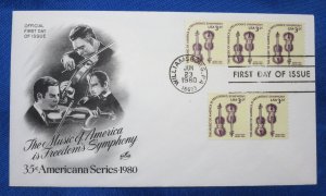 USA Scott 1813 FDC American Freedom Music 3.5 cents 1980 cachet